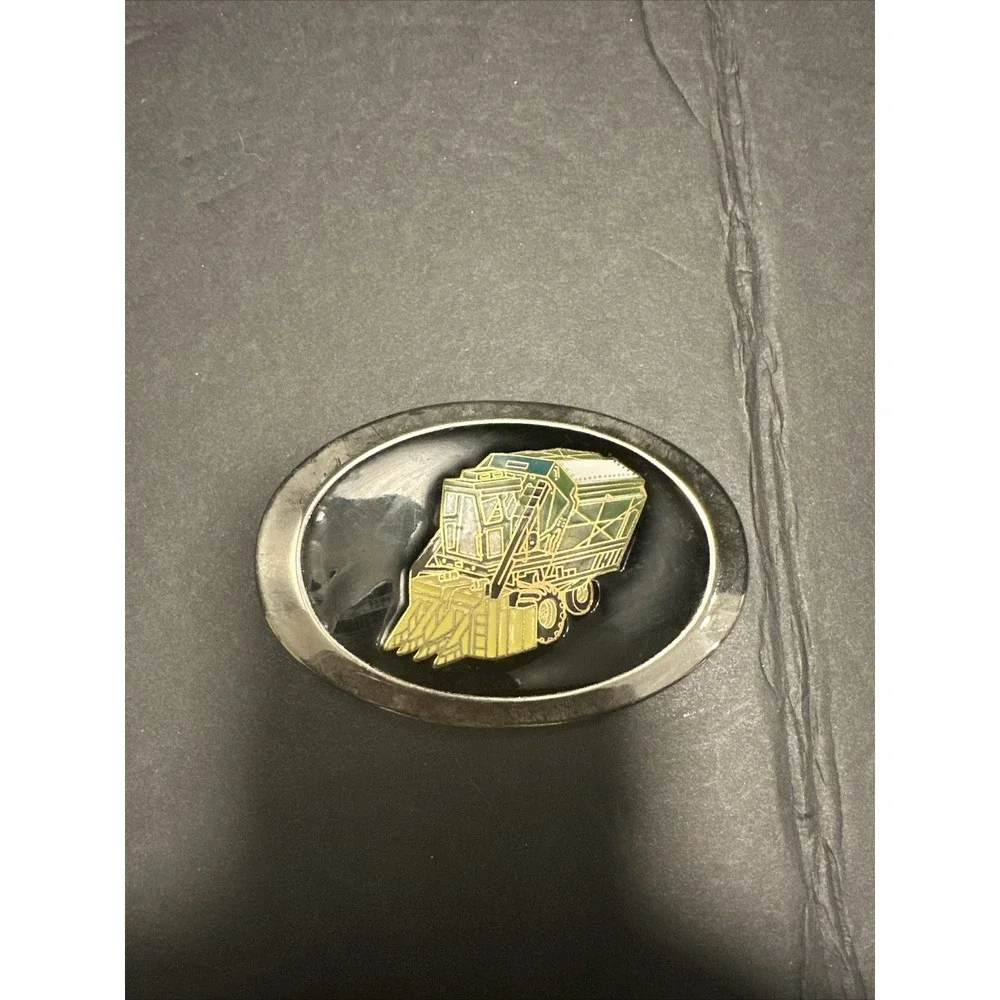 Vintage John Deere Combine Belt Buckle Enamel
